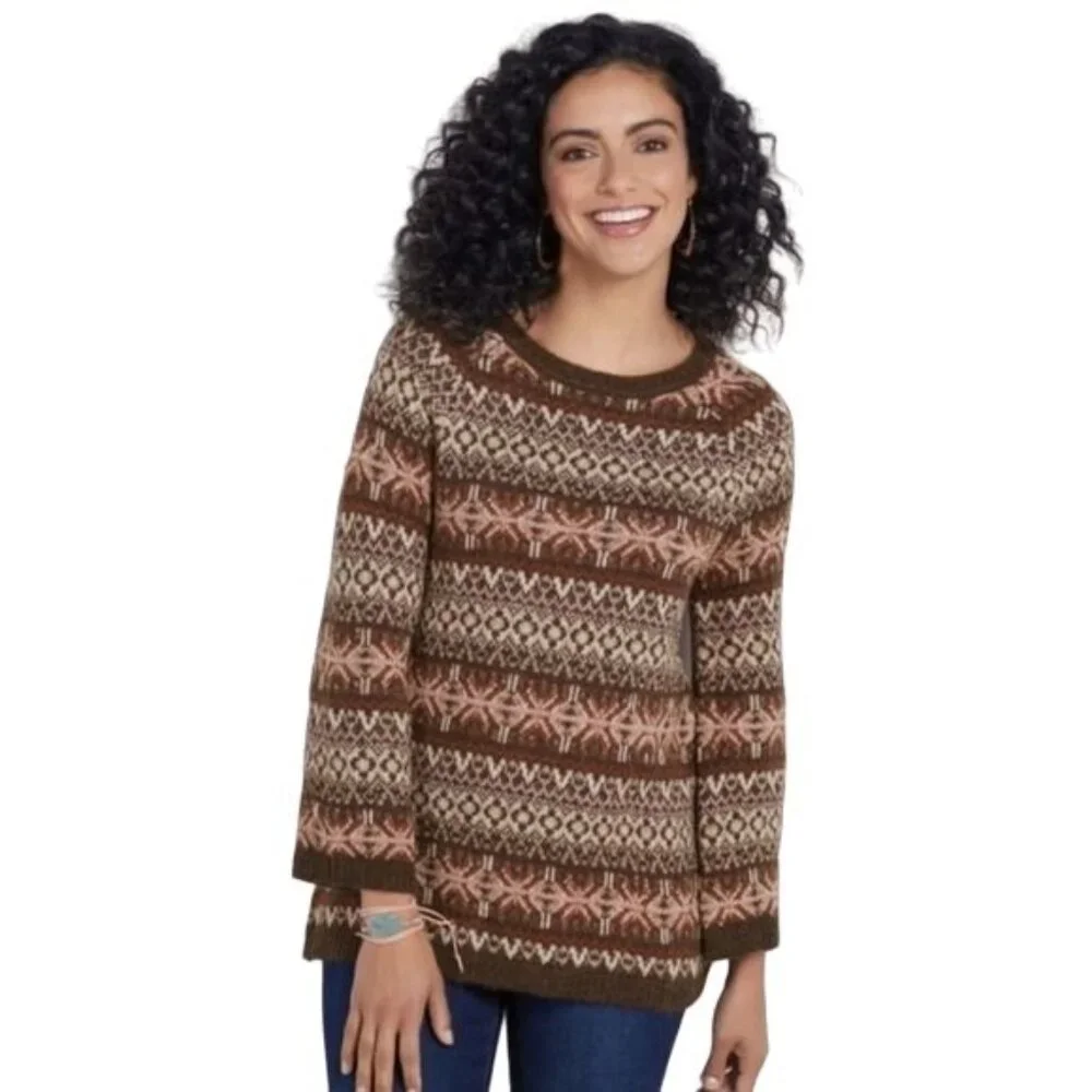 SOFT SURROUNDINGS Womens Fair Isle Pattern Pullover Sweater y2K 90's XS clueless